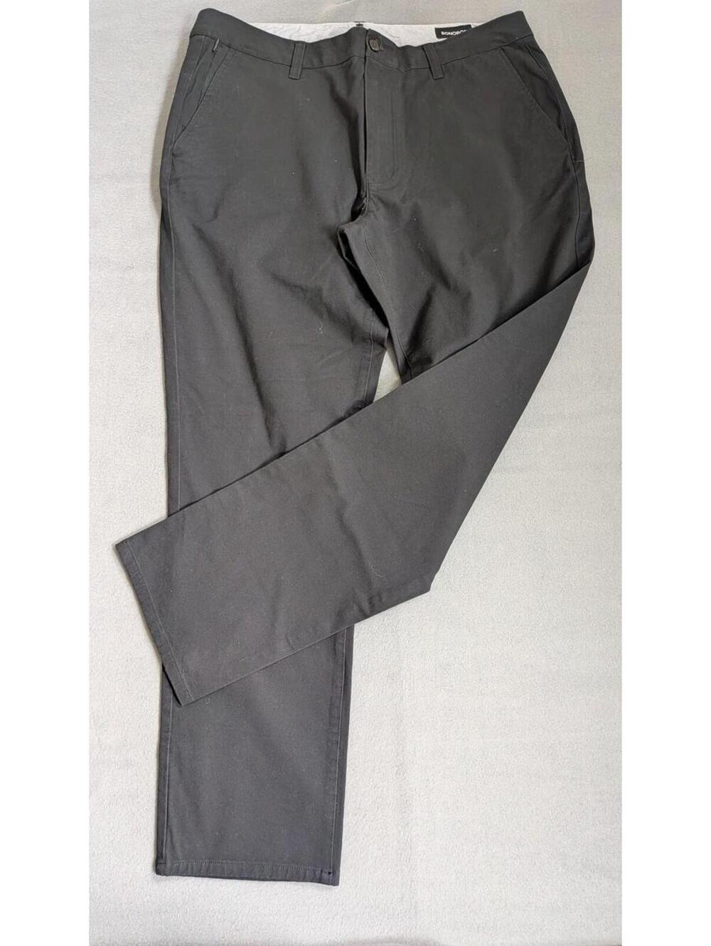 Bonobos Pants Mens 36x32 Black Chino Flat Front Athletic Fit Straight Leg Casual
